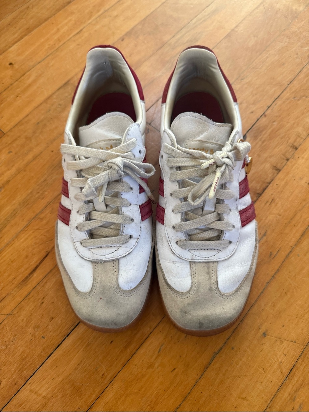 Sporty & Rich White and Red Classic Sneakers